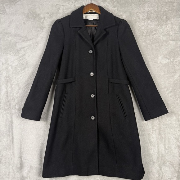 Andrea Brem black wool blend button front coat size Small Peacoat - Picture 2 of 16